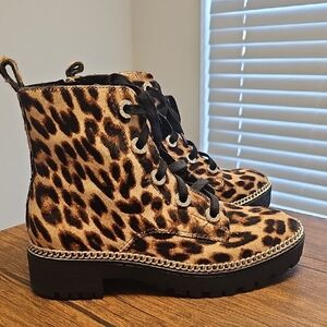 Gianni Bini Leopard Print Combat Boots